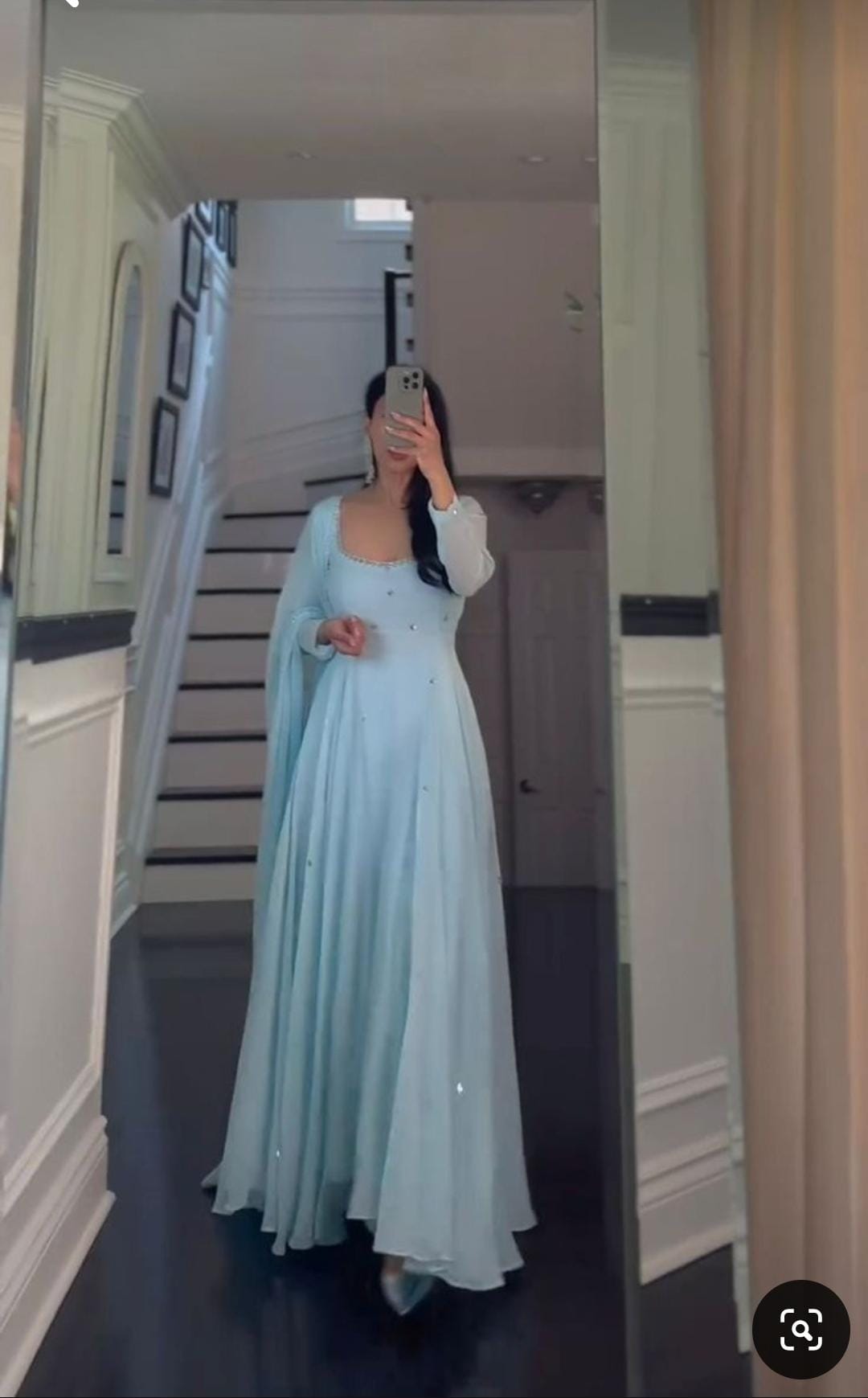 Baby Blue Anarkali Gown, Bottoms & Duppatta. Pari π
