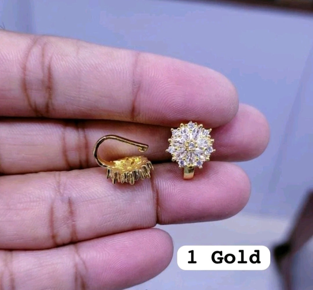 Nath CZ Diamond. Nose Ring White-Gold plated & Gold Plated.