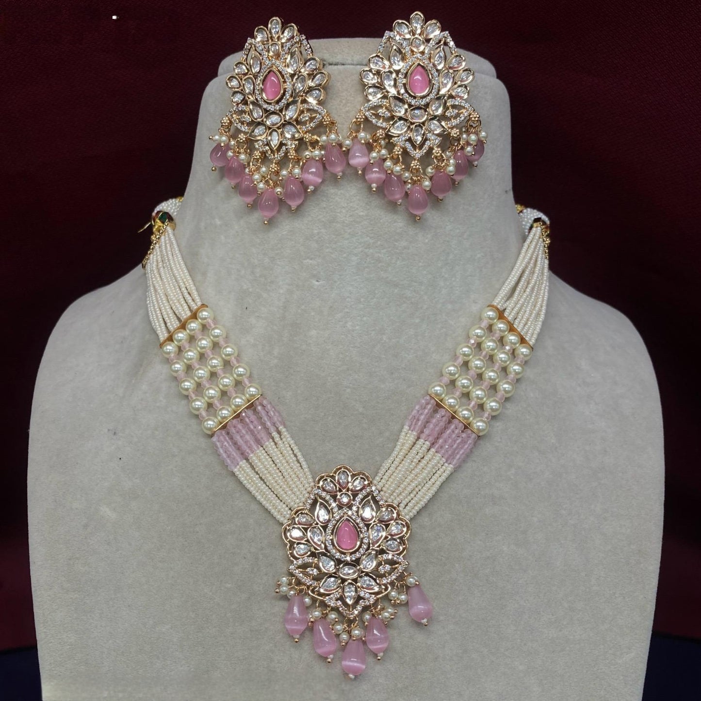 Polki Choker Necklace & Earrings set. Pure Brass