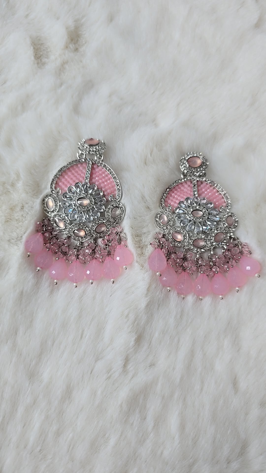 Earrings Sliver crystal dangle AD