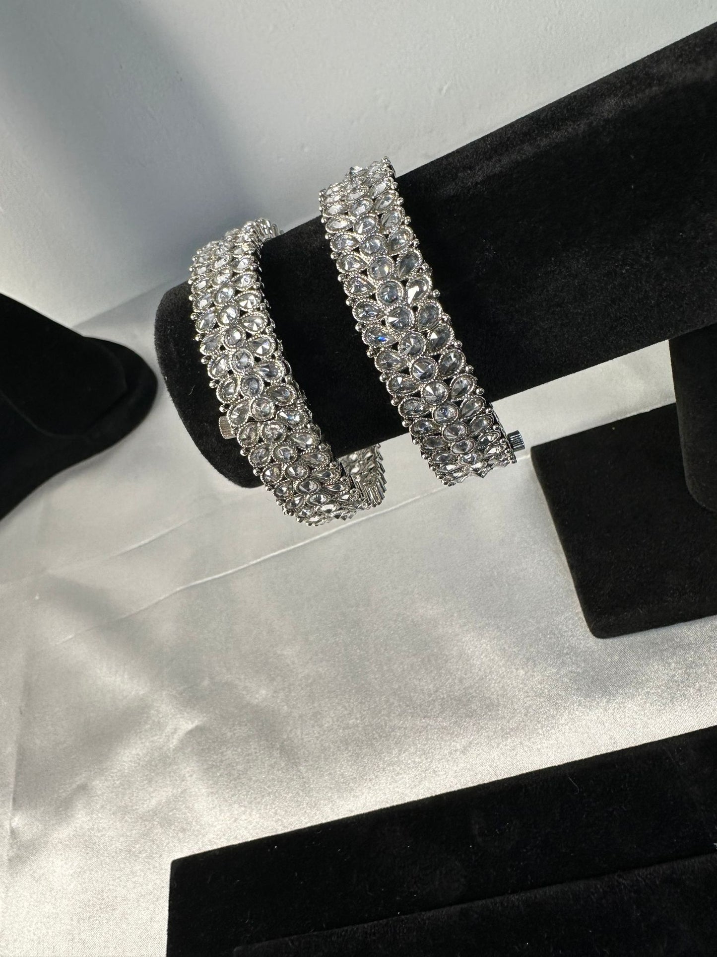 Reverse set American Diamond Bangal Silver plated