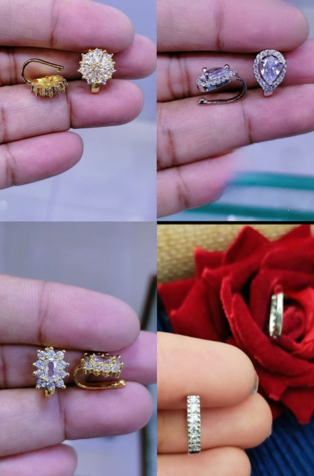 Nath CZ Diamond. Nose Ring White-Gold plated & Gold Plated.