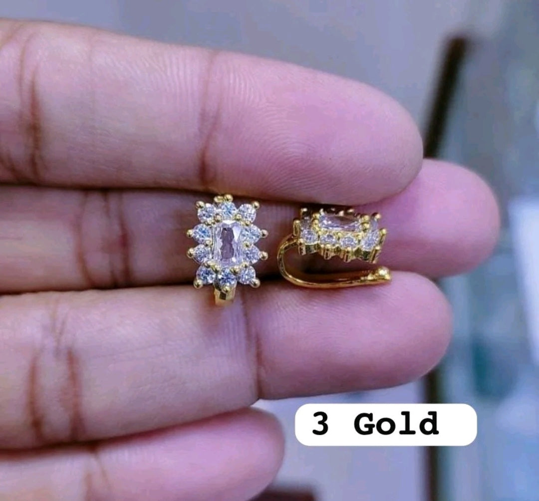 Nath CZ Diamond. Nose Ring White-Gold plated & Gold Plated.