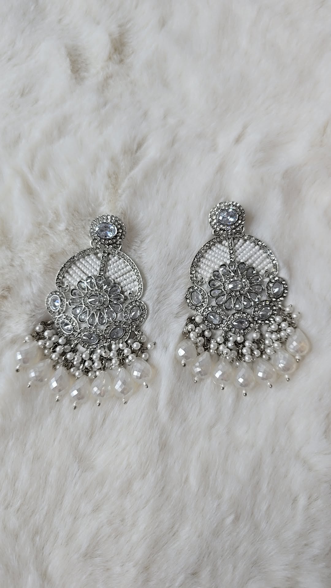 Earrings Sliver crystal dangle AD