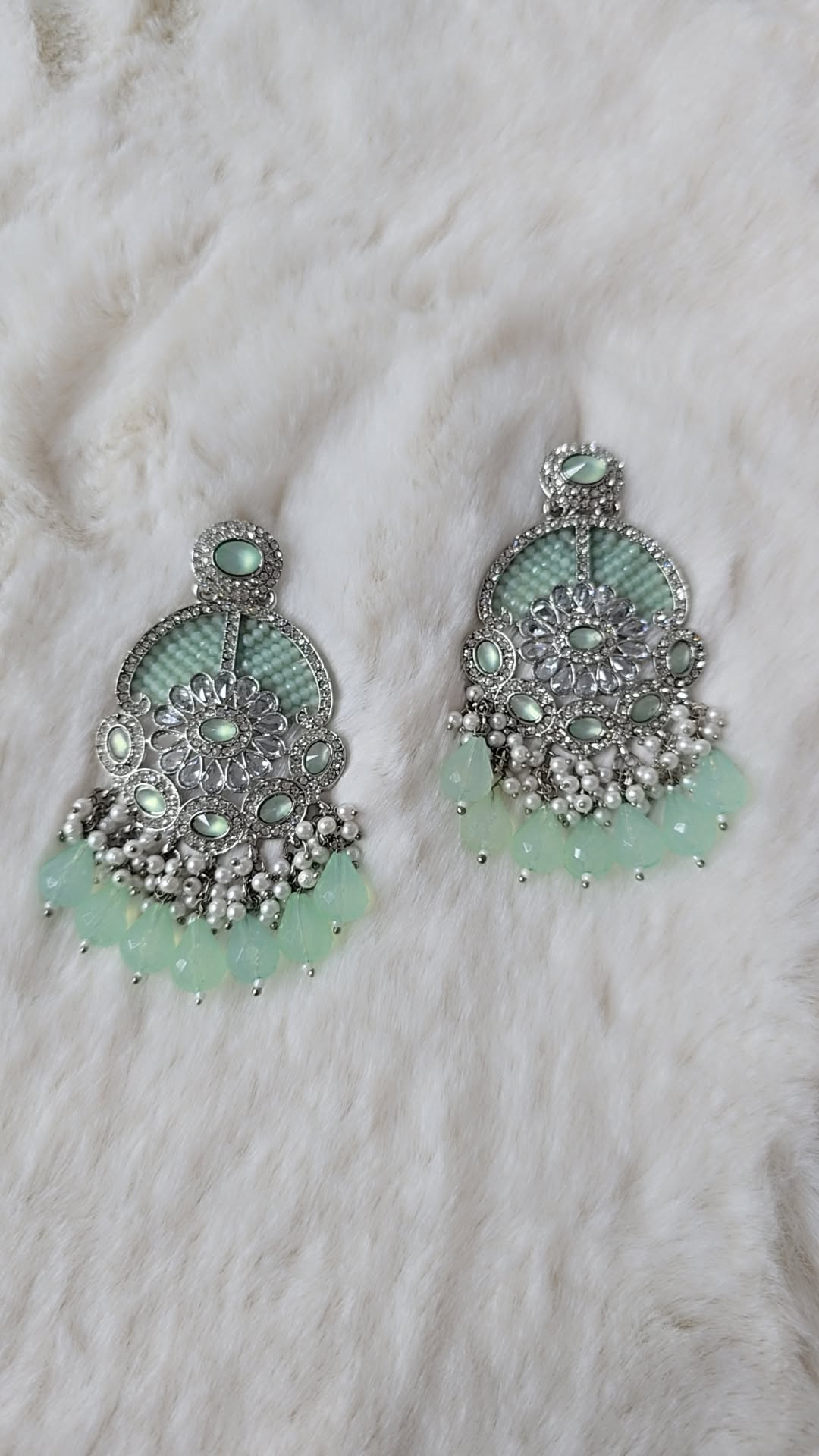 Earrings Sliver crystal dangle AD