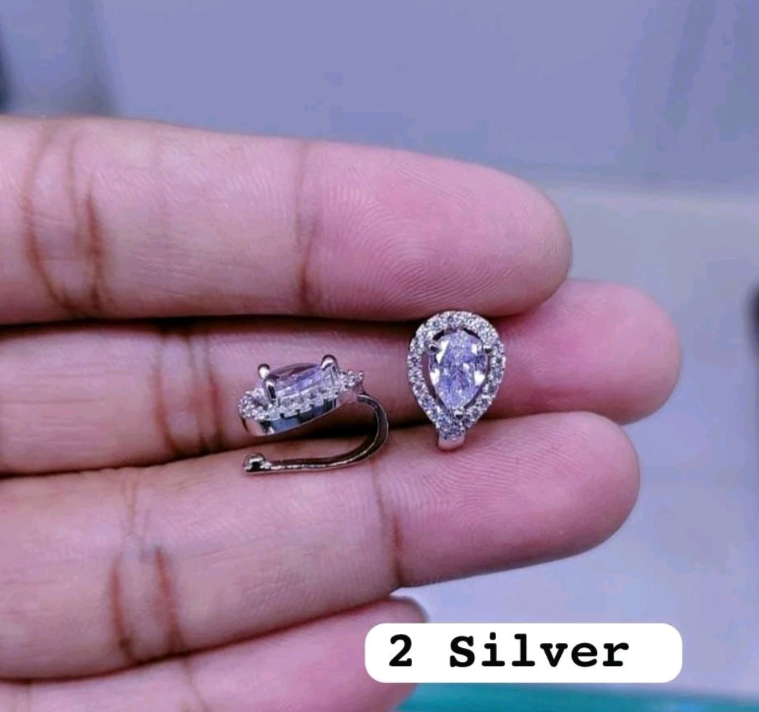 Nath CZ Diamond. Nose Ring White-Gold plated & Gold Plated.