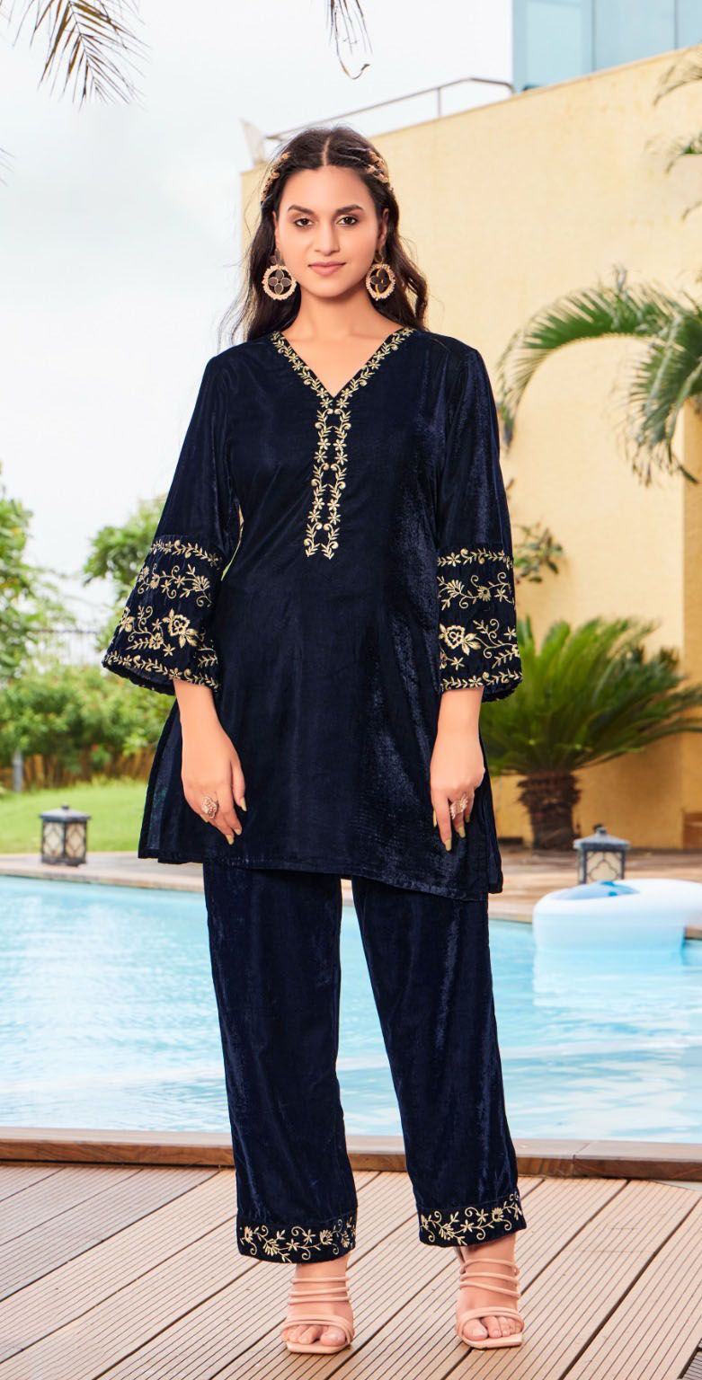 Velvet Cord Set Navy
