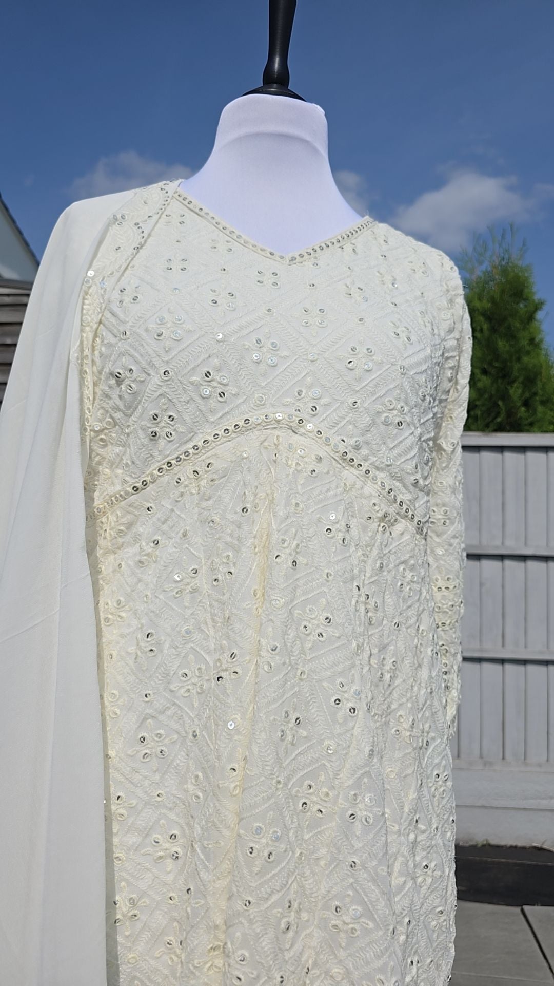 Ivory Anarkali dress & Duppatta. Naz