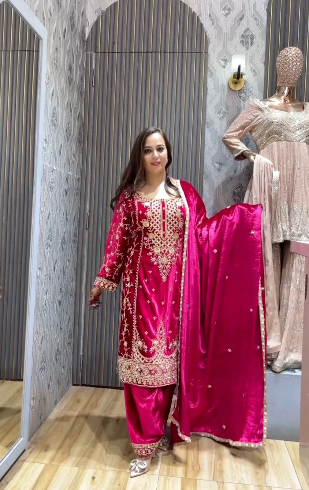 Velvet Kameez Bottoms & Duppatta ready made