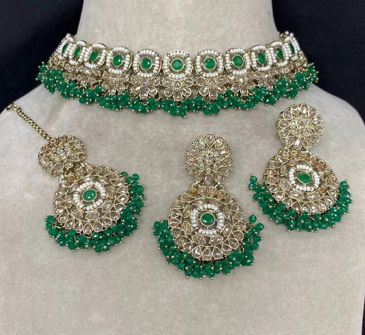 Choker Necklace, Earring & Tikka Pure brass.