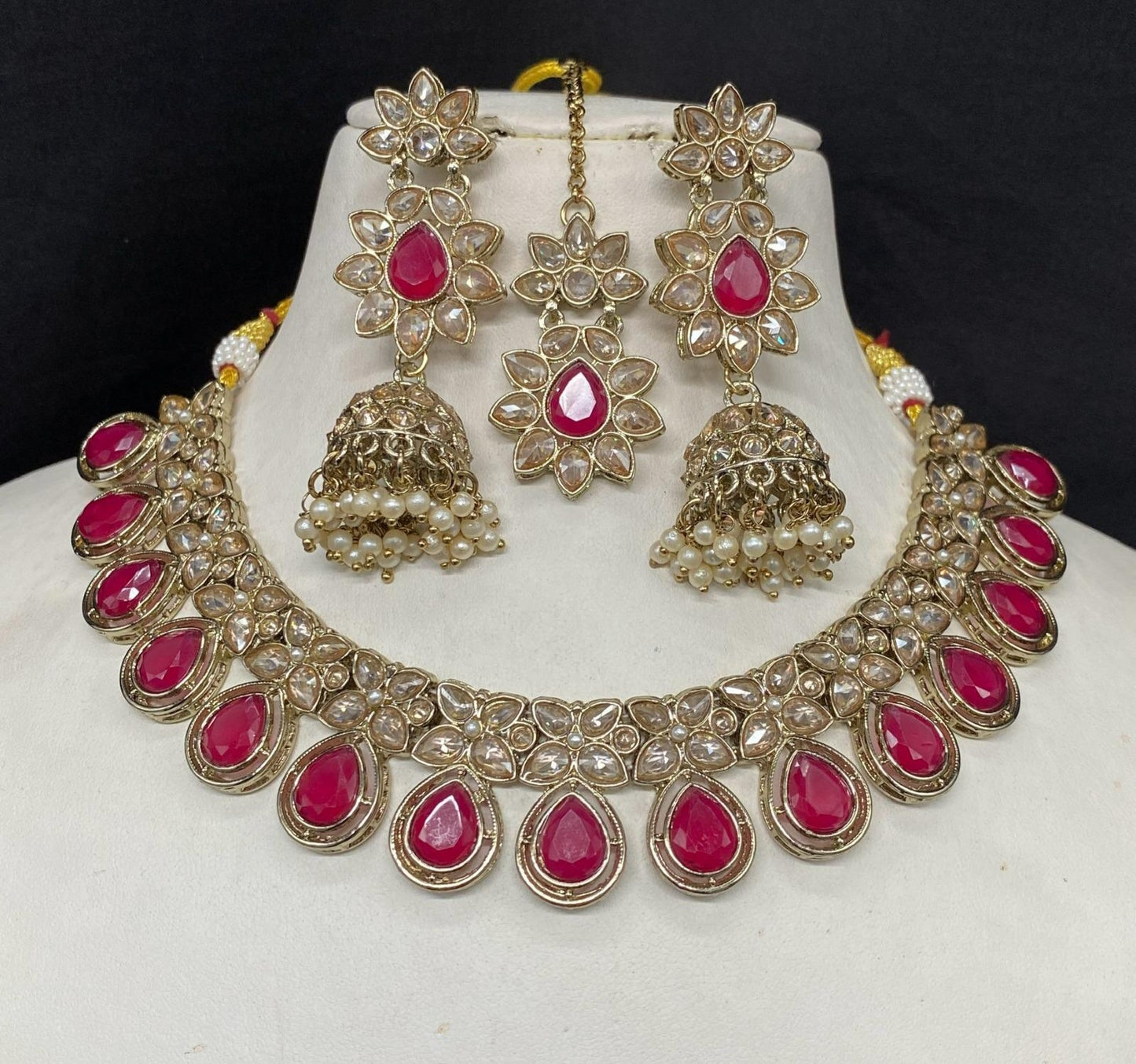 Jhumka, Tikka & Necklace. Pure brass.