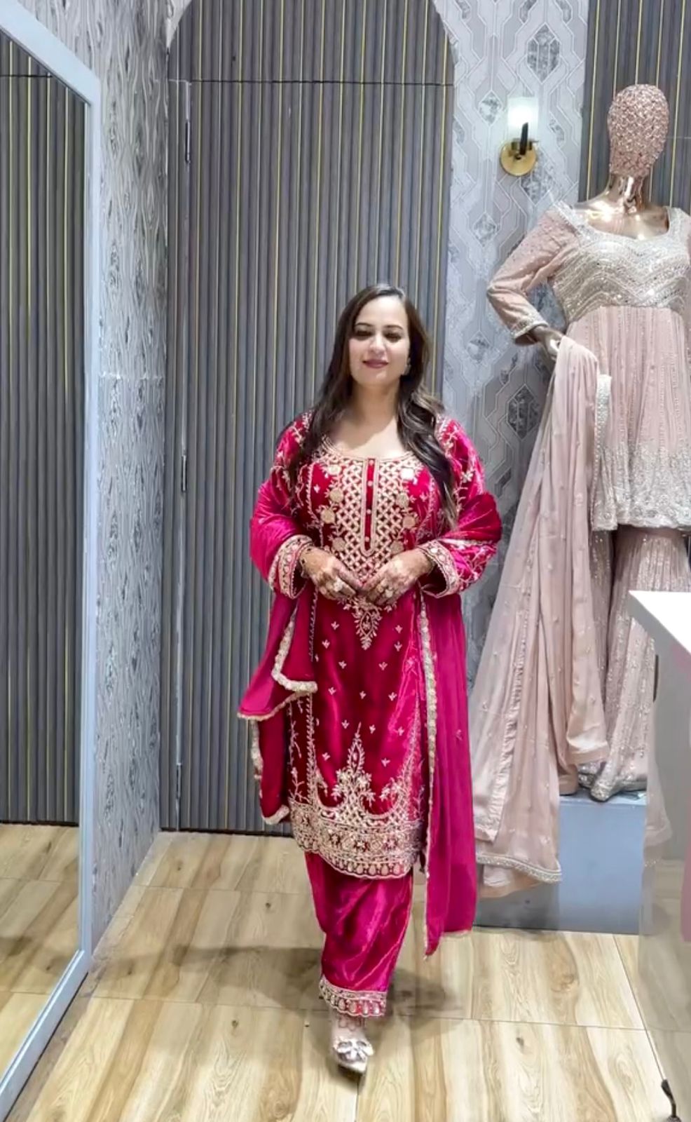 Velvet Kameez Bottoms & Duppatta ready made