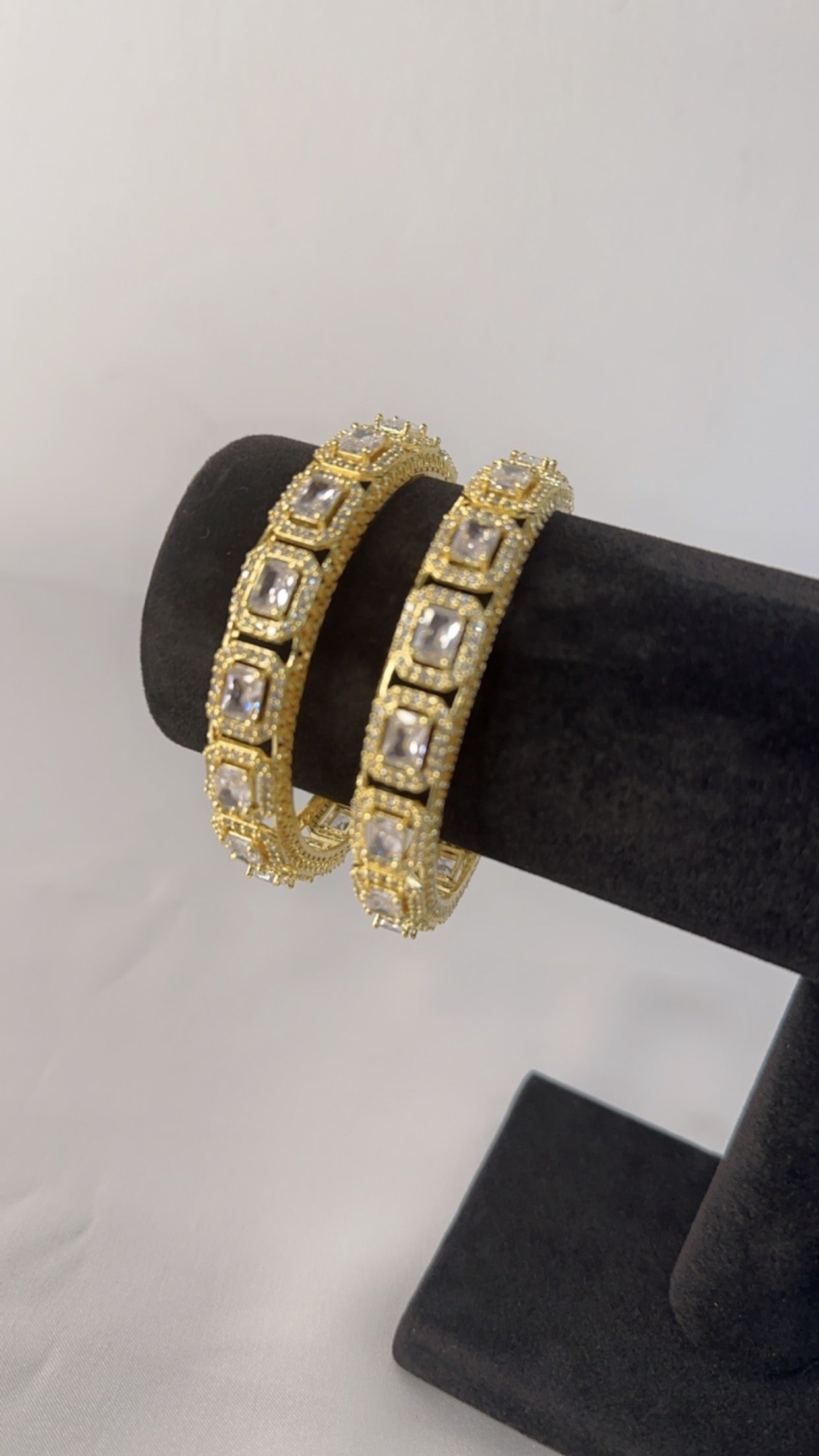 American Diamond (AD) Bangal with gold plating