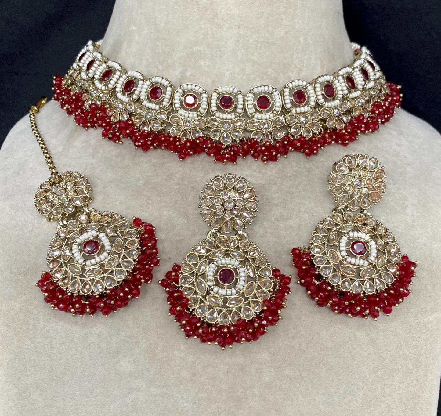 Choker Necklace, Earring & Tikka Pure brass.