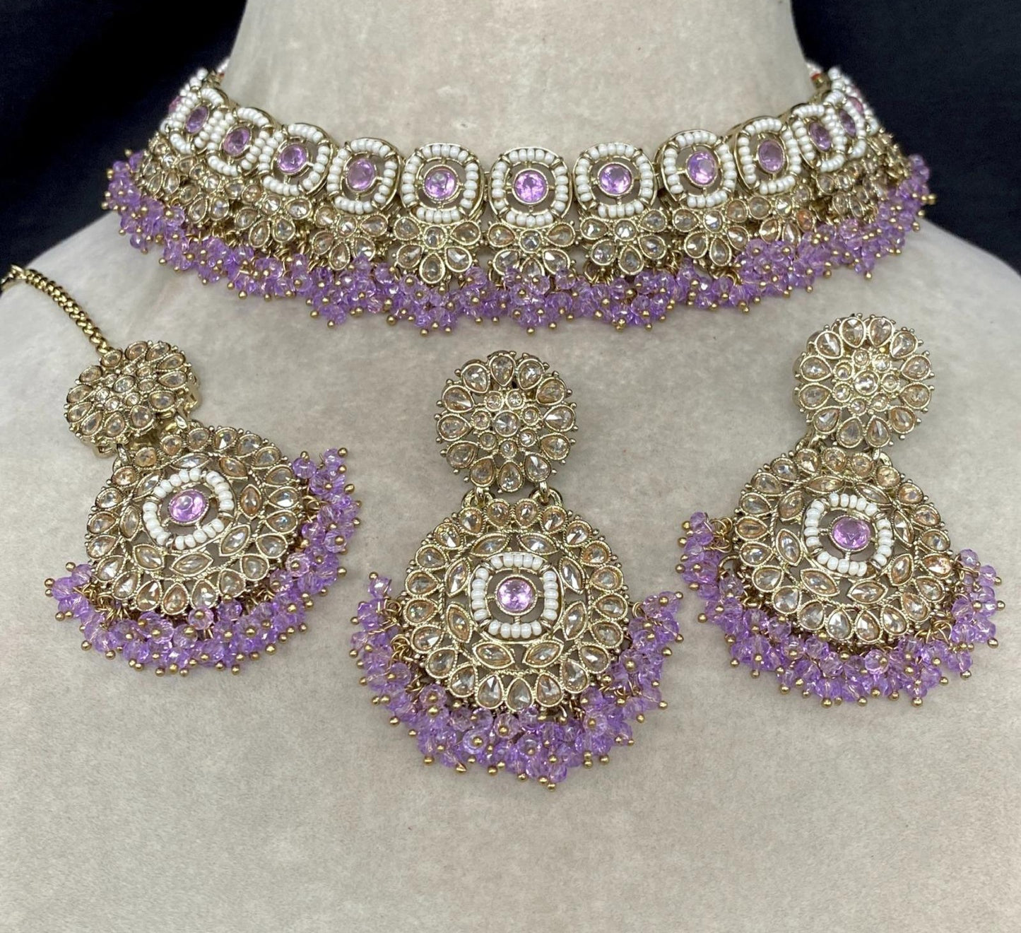 Choker Necklace, Earring & Tikka Pure brass.