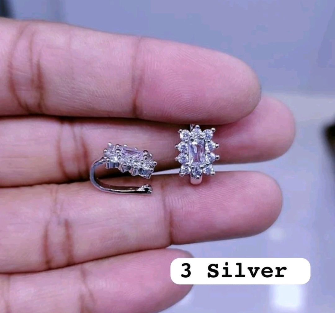 Nath CZ Diamond. Nose Ring White-Gold plated & Gold Plated.