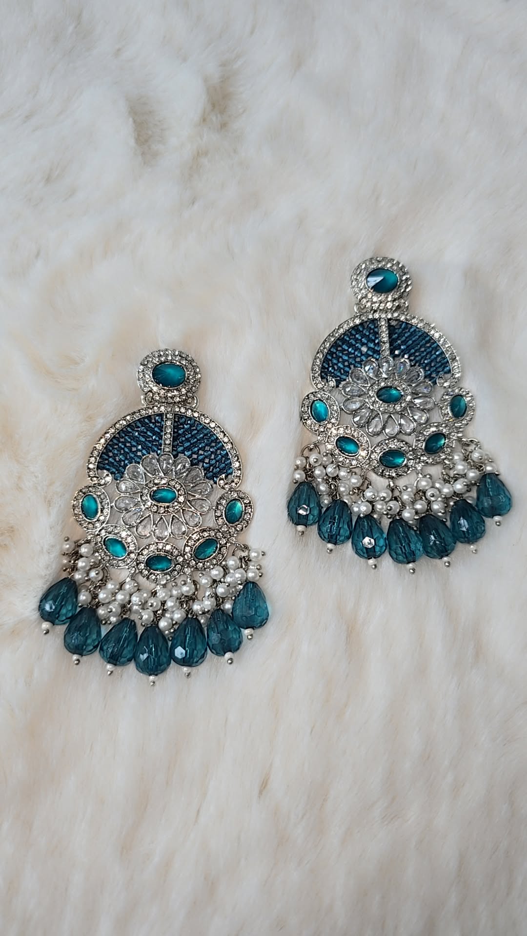 Earrings Sliver crystal dangle AD