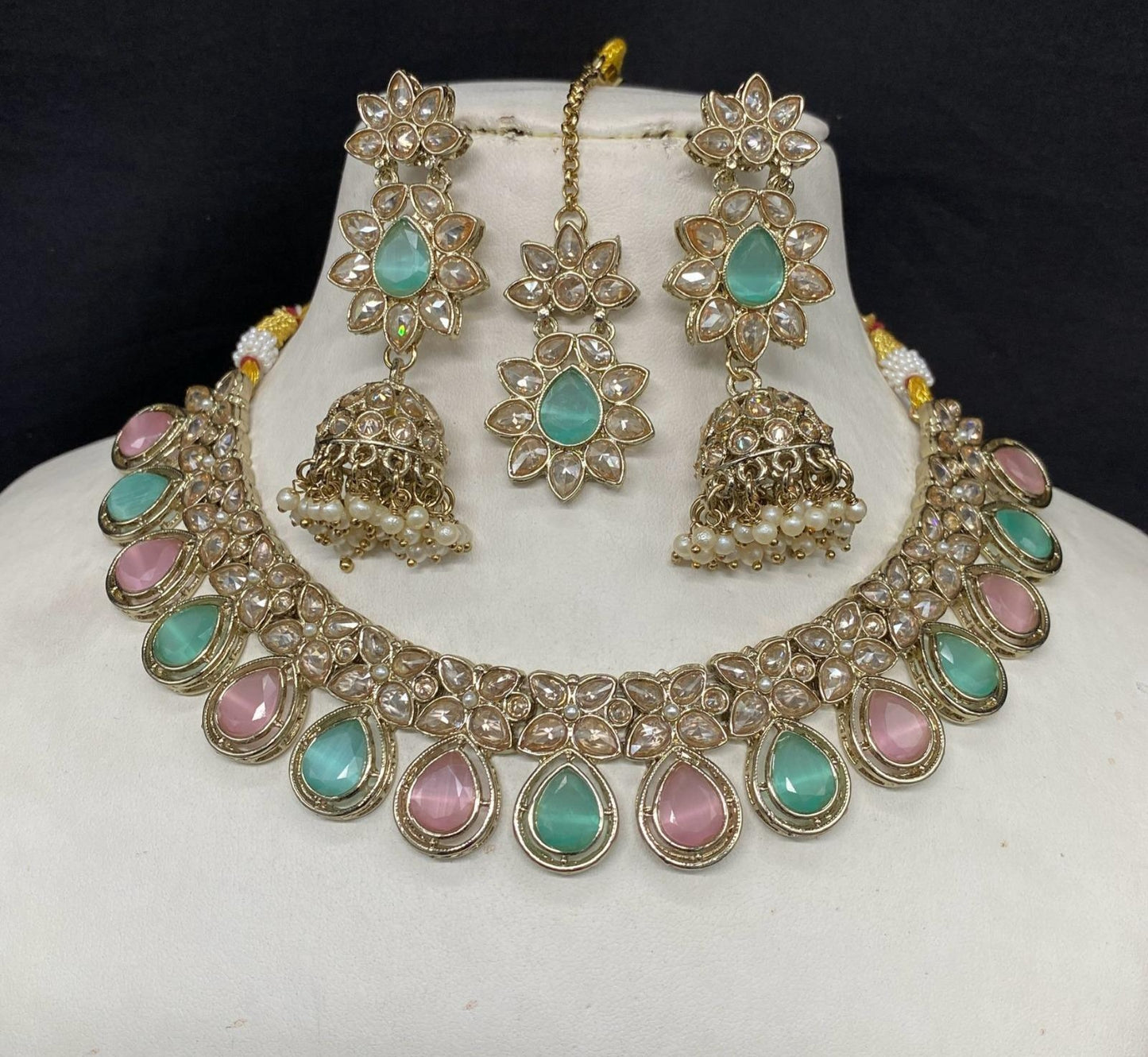 Jhumka, Tikka & Necklace. Pure brass.