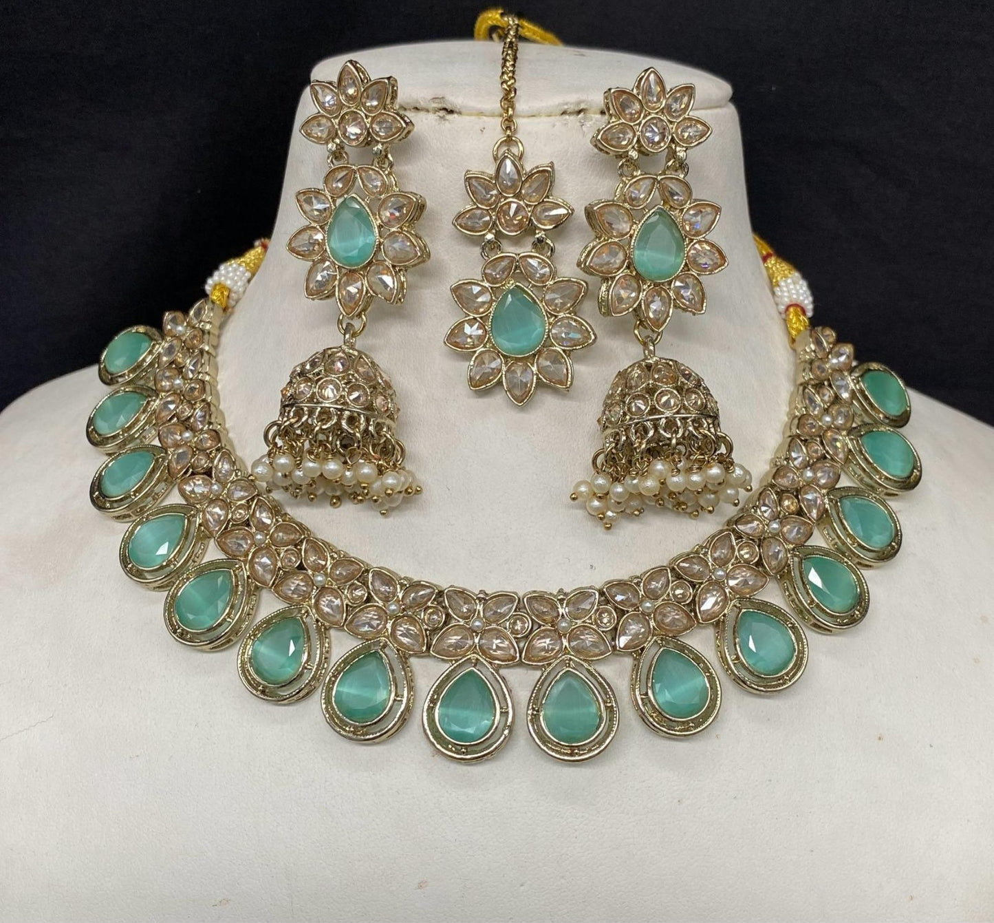 Jhumka, Tikka & Necklace. Pure brass.
