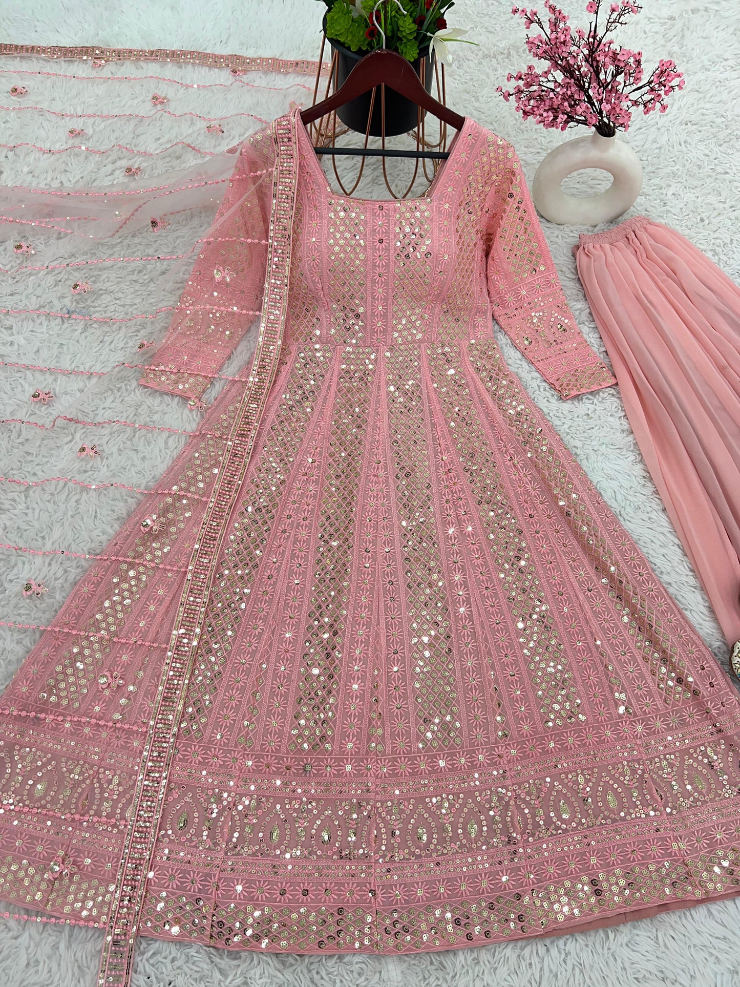 Anarkali gown, Duppatta & Bottoms. Aliyah