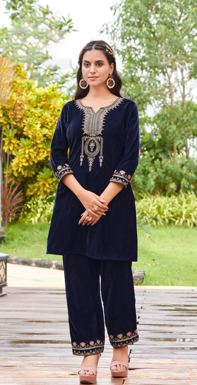 Velvet Co-ord Set Navy
