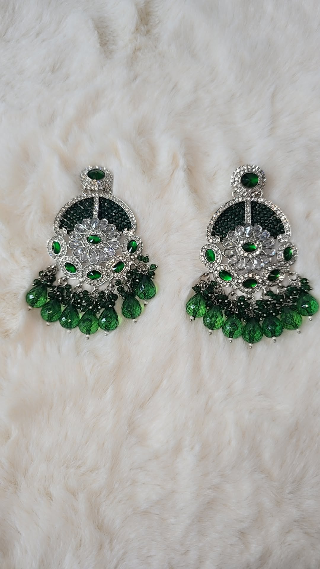 Earrings Sliver crystal dangle AD