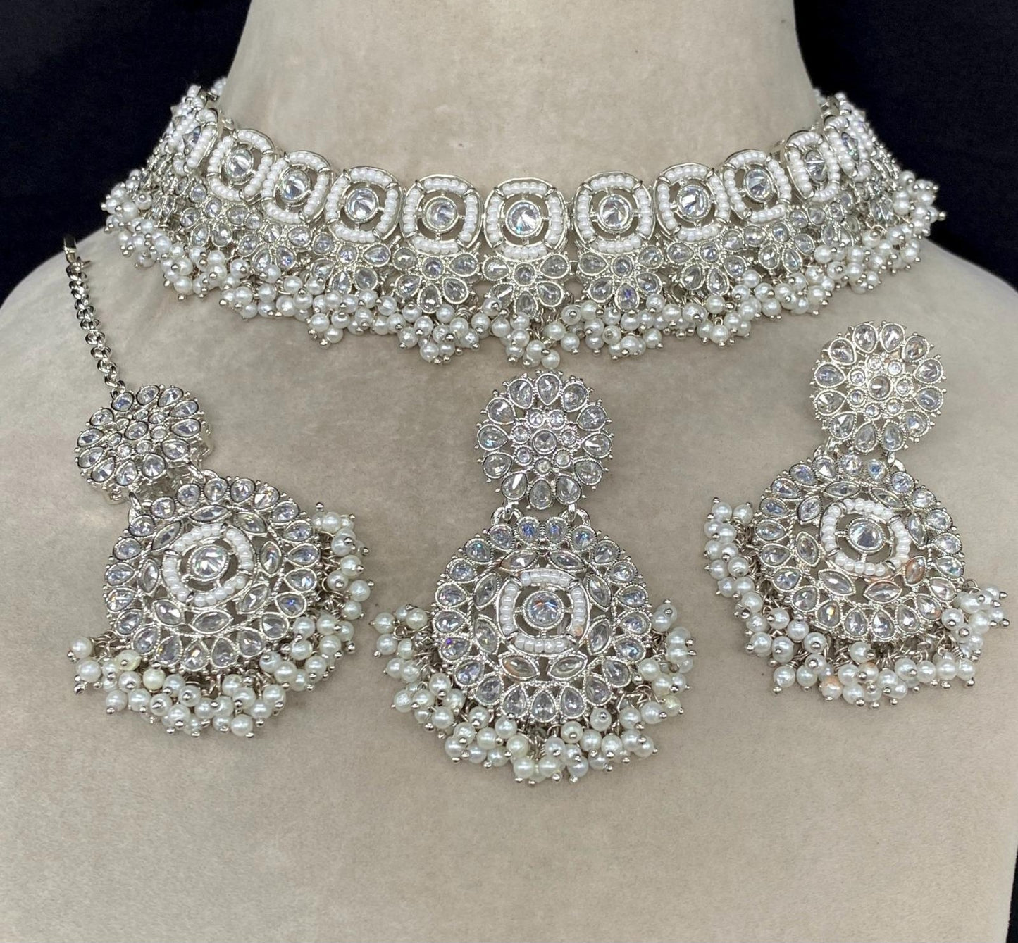 Choker Necklace, Earring & Tikka Pure brass.