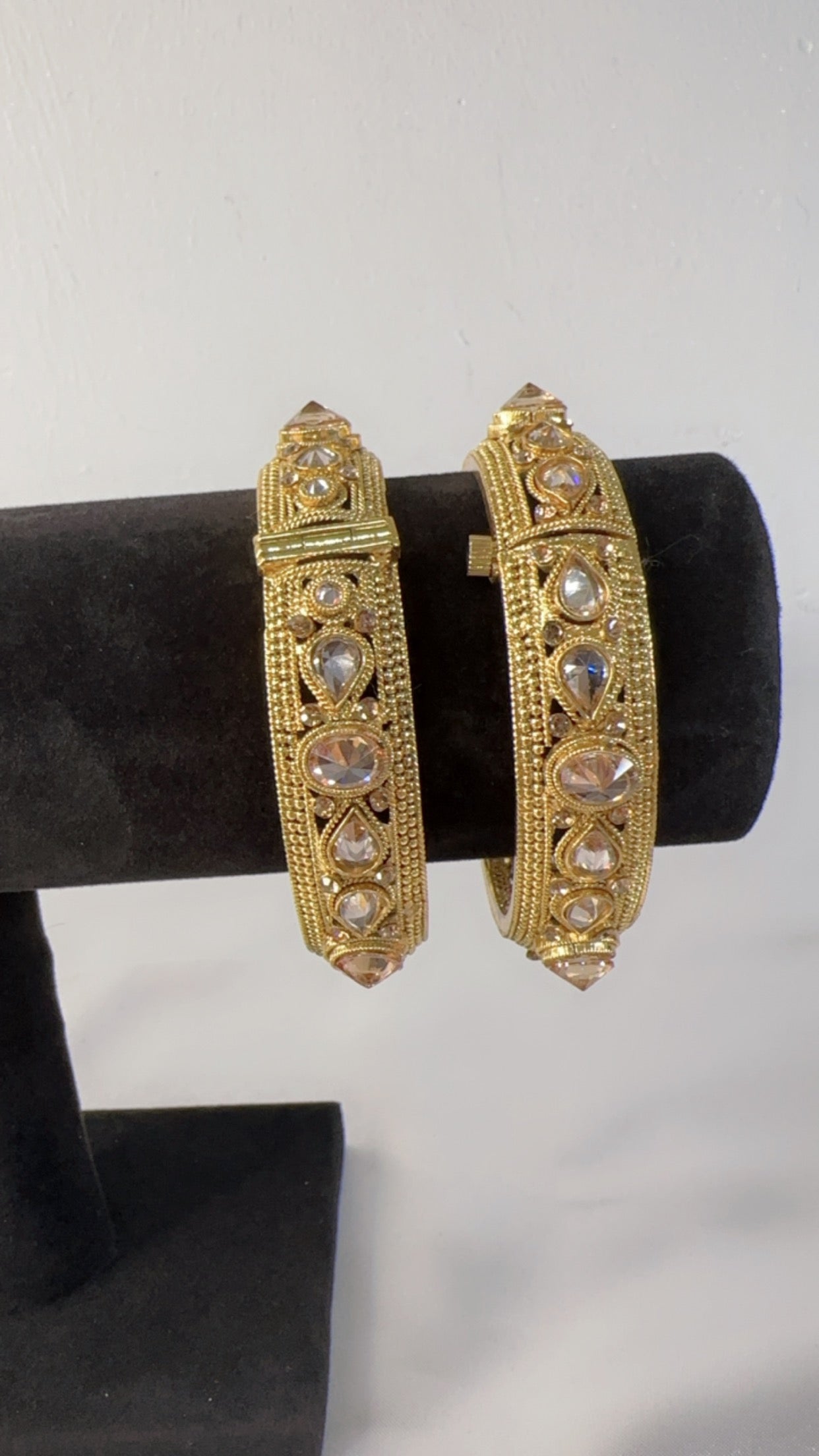 Reverse set American Diamond gold plated Bangal