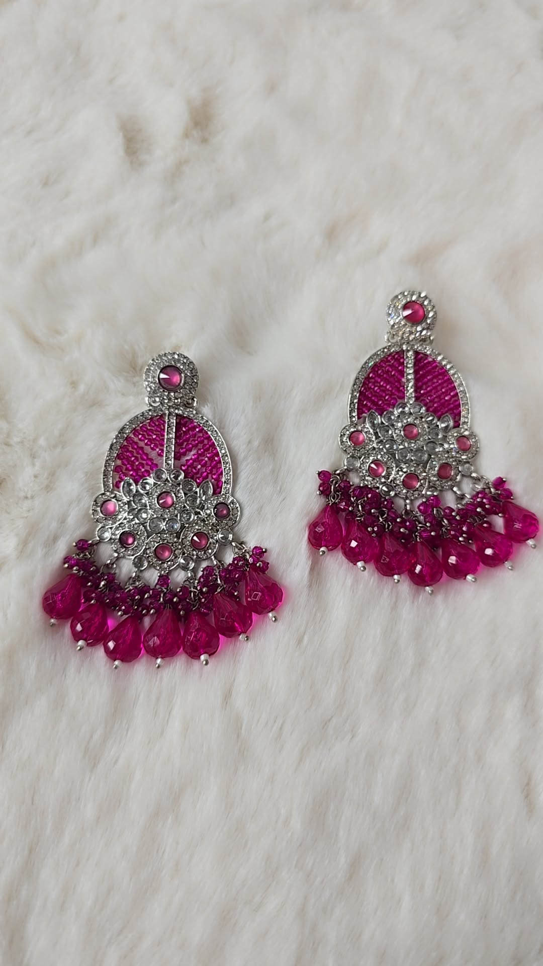Earrings Sliver crystal dangle AD