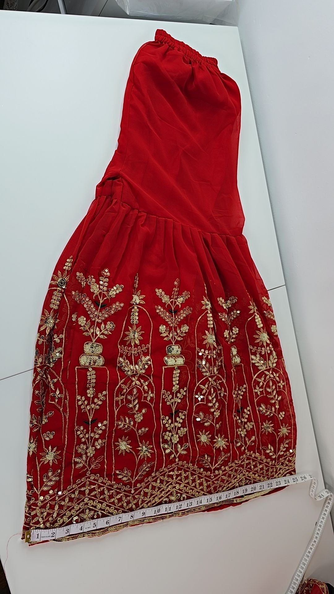 Sharara Palazzo, Kurta & Duppatta. Ruby