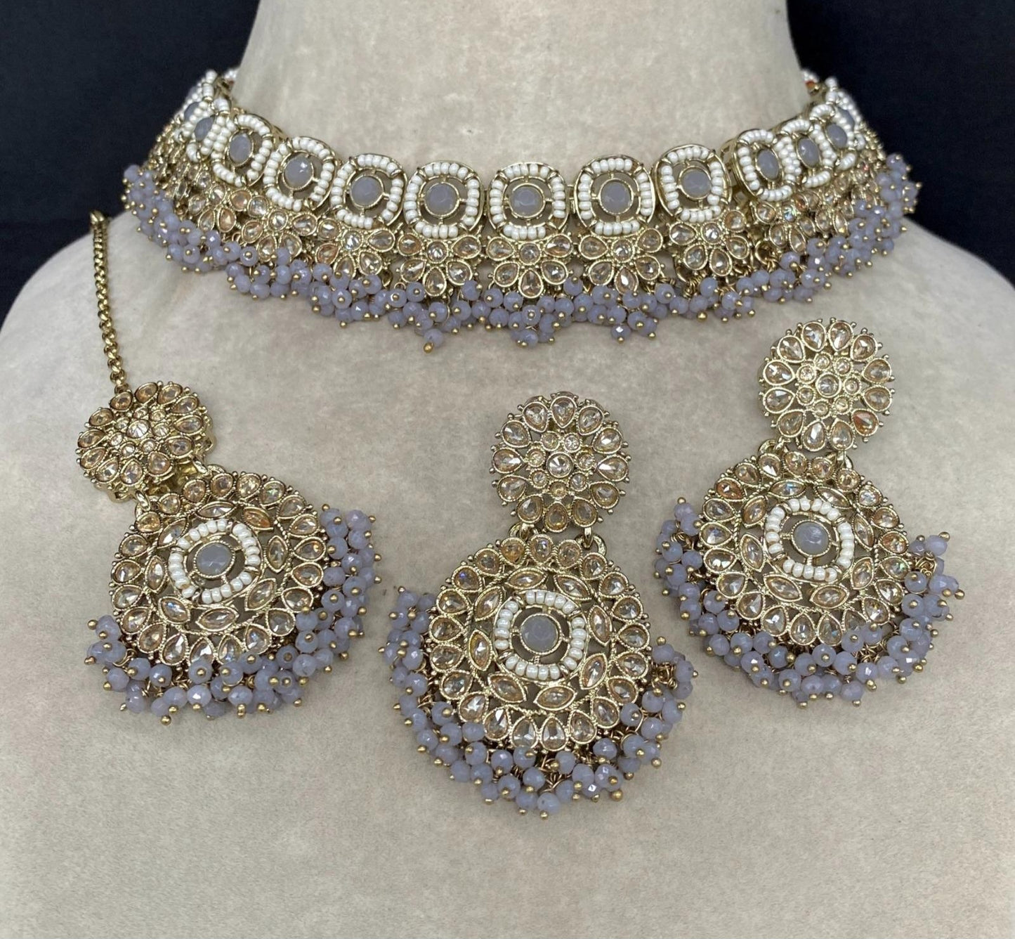 Choker Necklace, Earring & Tikka Pure brass.