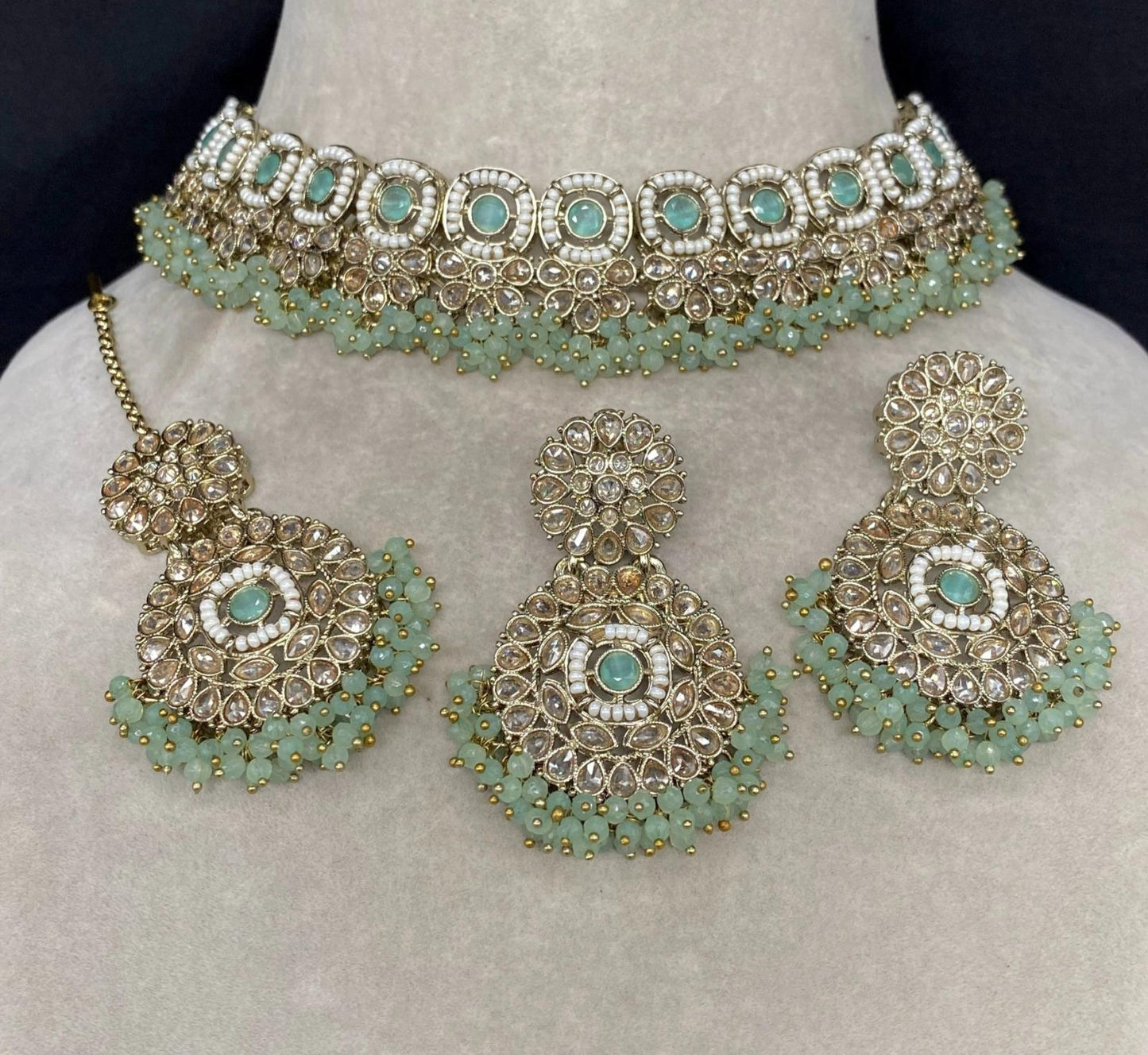 Choker Necklace, Earring & Tikka Pure brass.