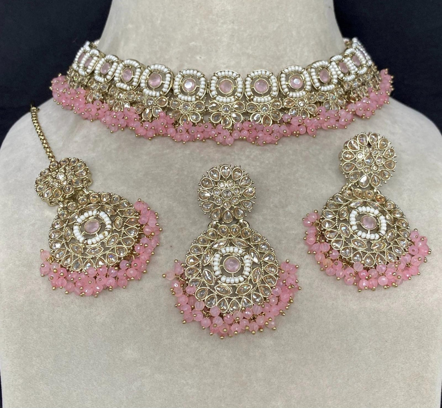 Choker Necklace, Earring & Tikka Pure brass.