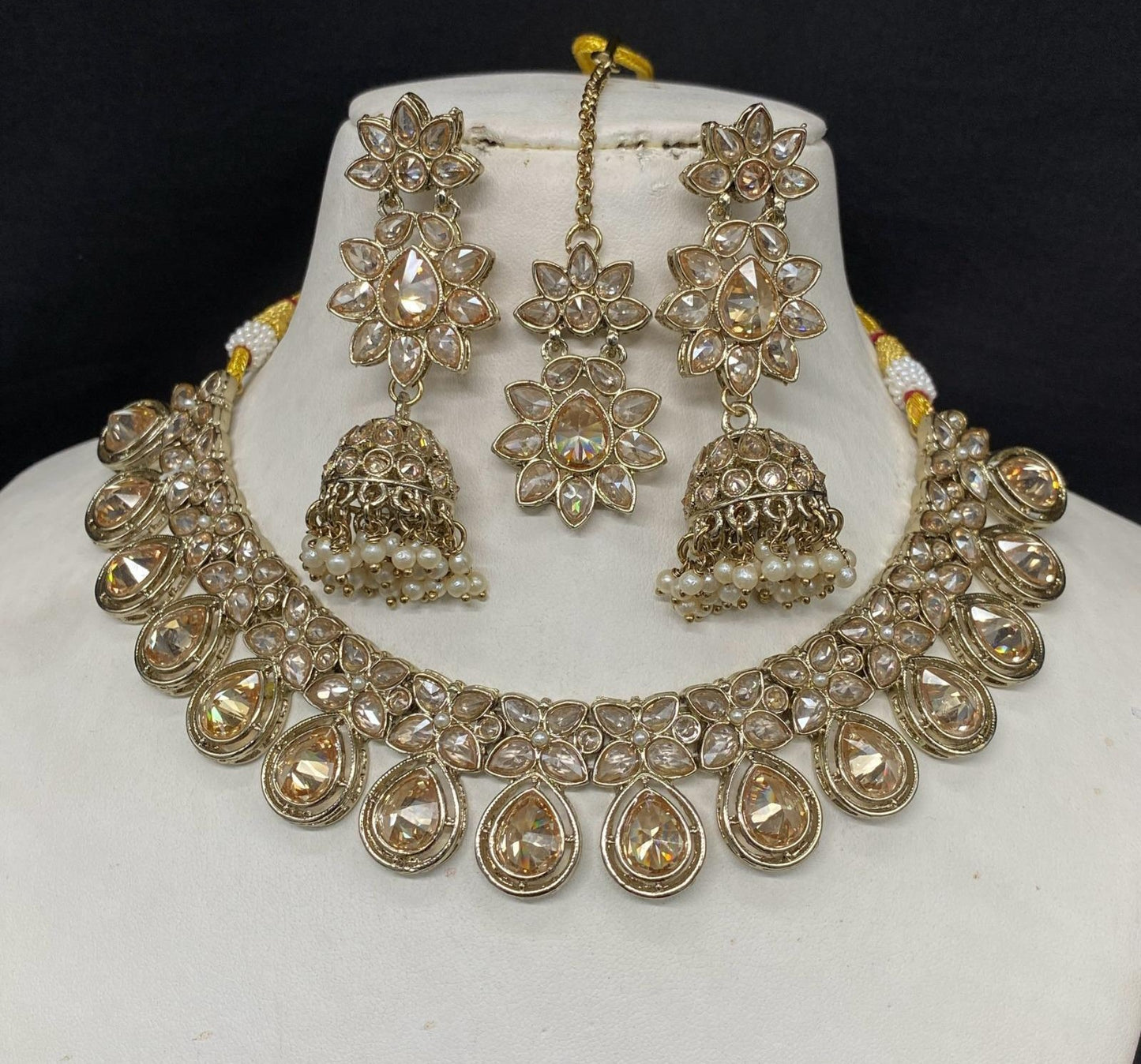 Jhumka, Tikka & Necklace. Pure brass.