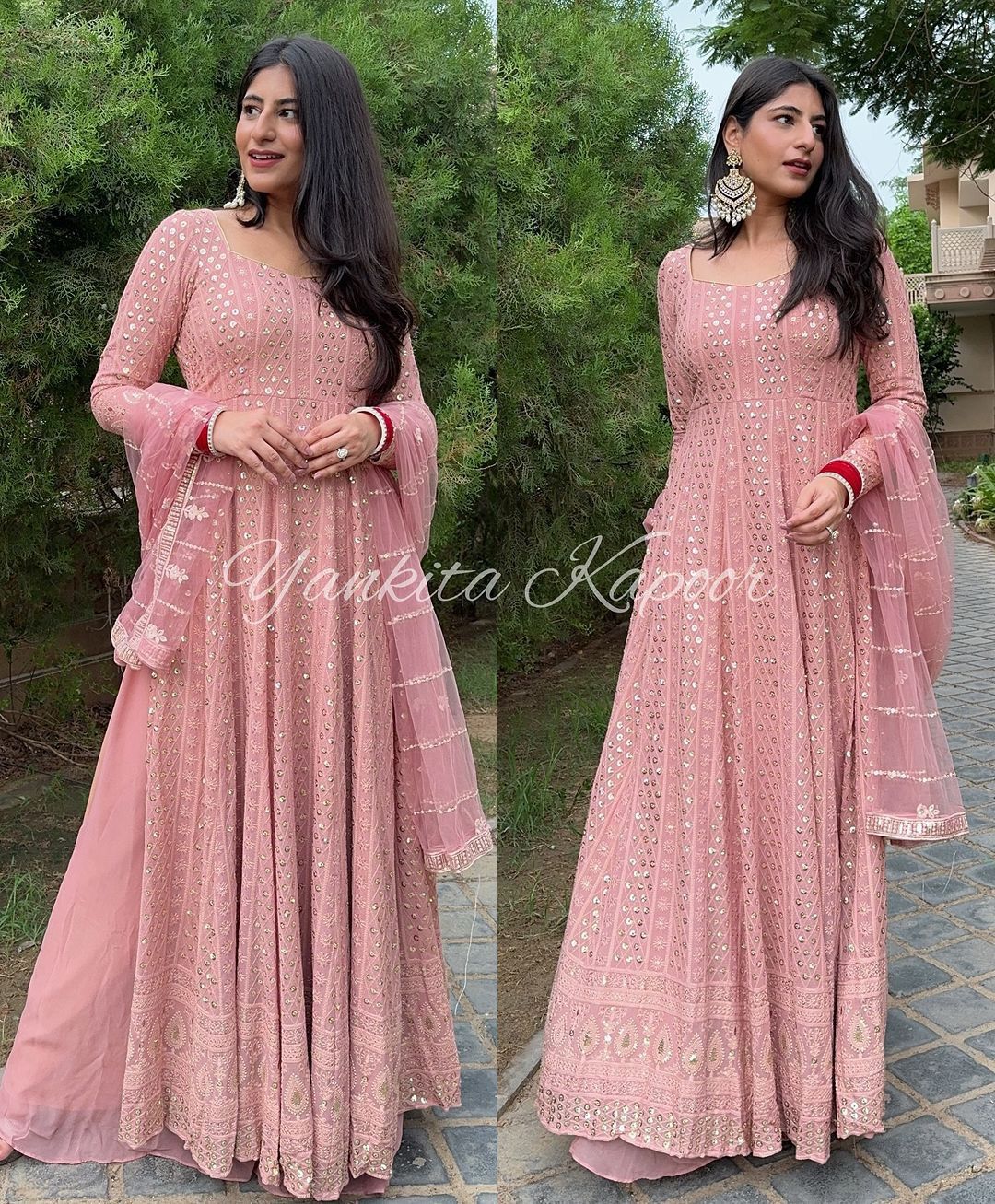 Anarkali gown, Duppatta & Bottoms. Aliyah