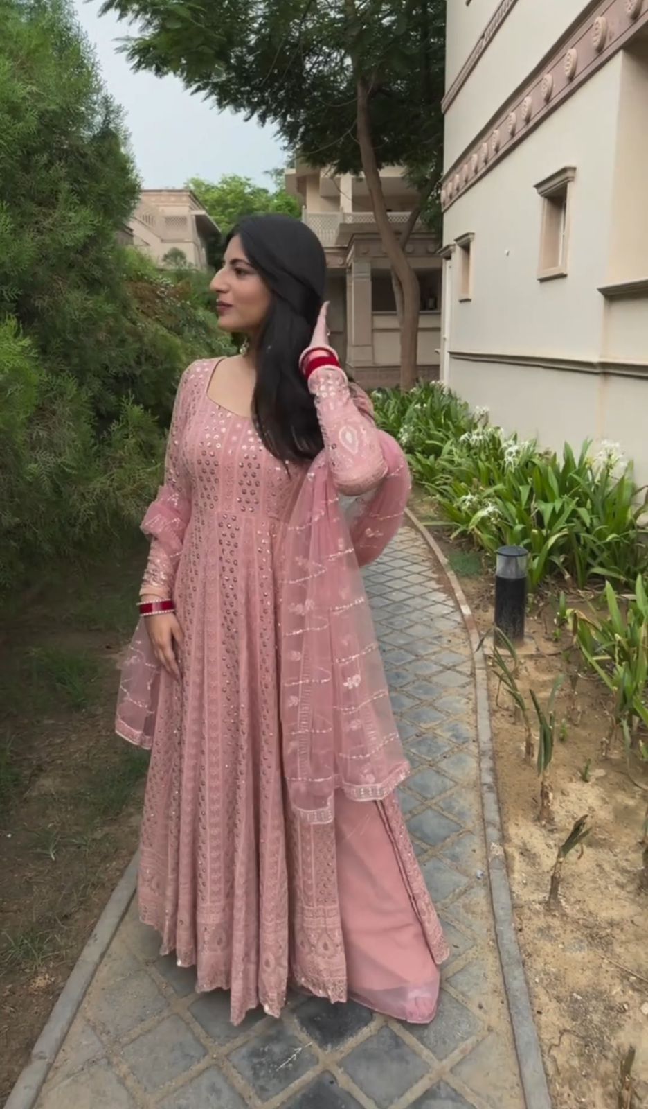 Anarkali gown, Duppatta & Bottoms. Aliyah