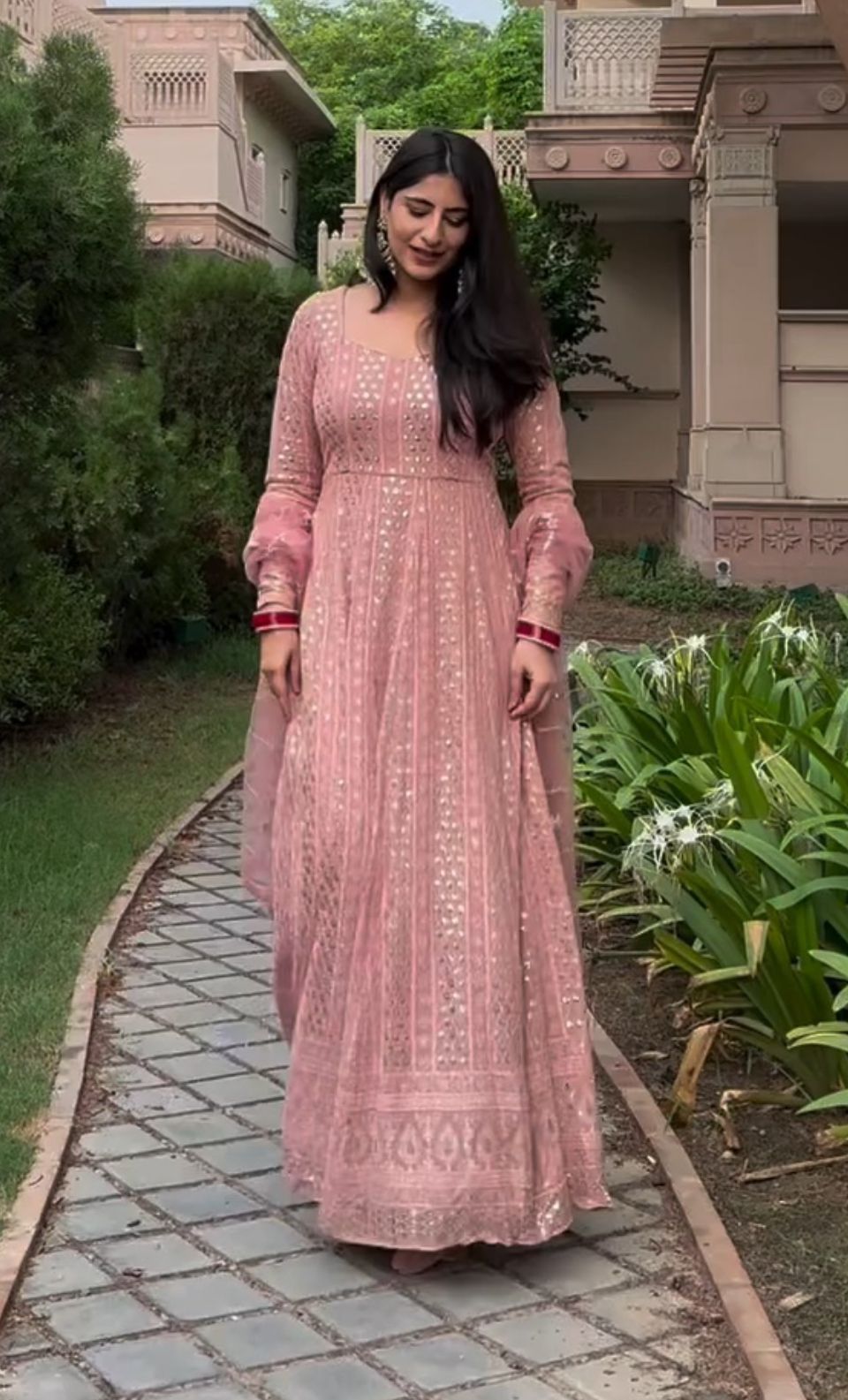 Anarkali gown, Duppatta & Bottoms. Aliyah