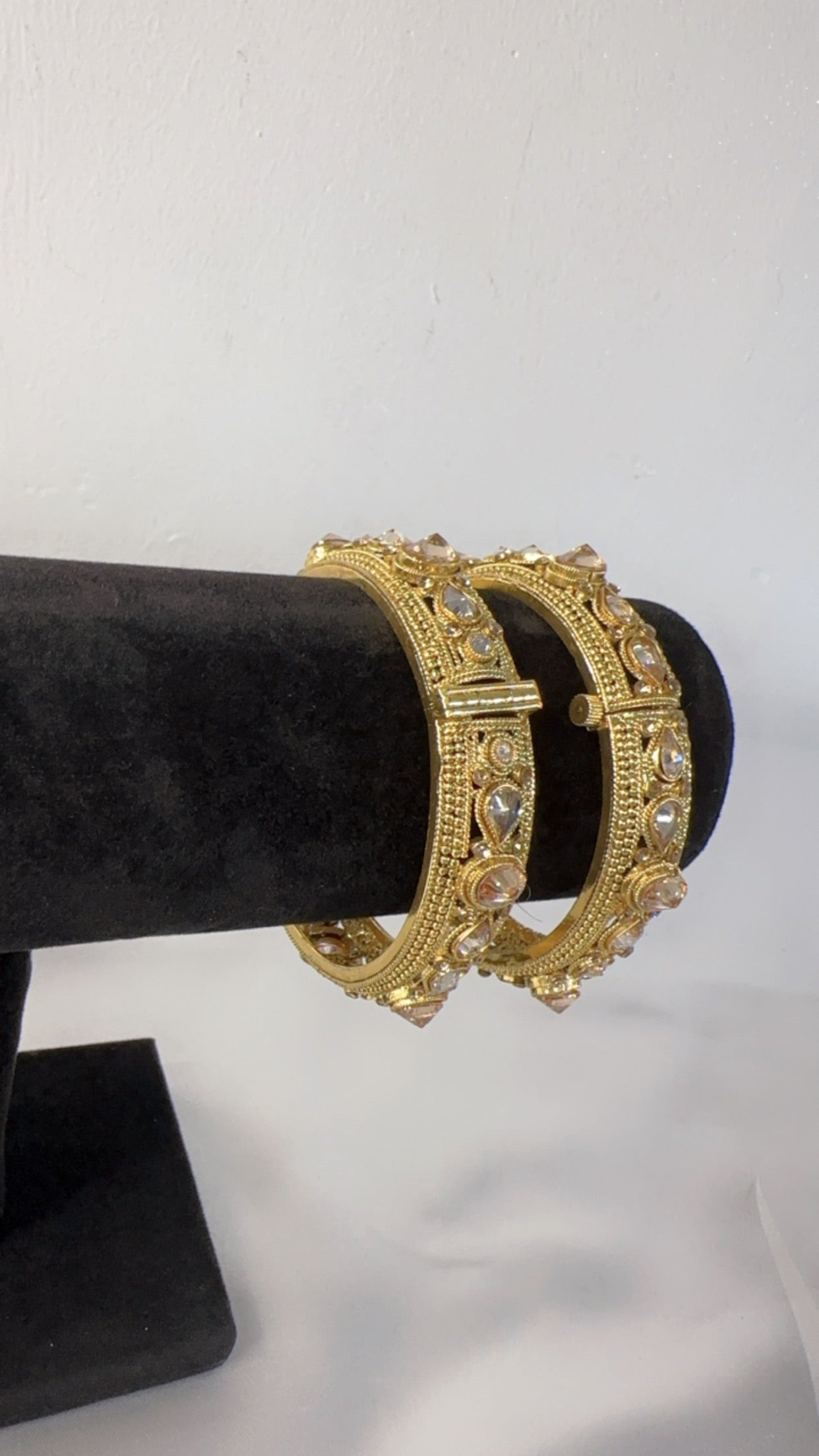 Reverse set American Diamond gold plated Bangal