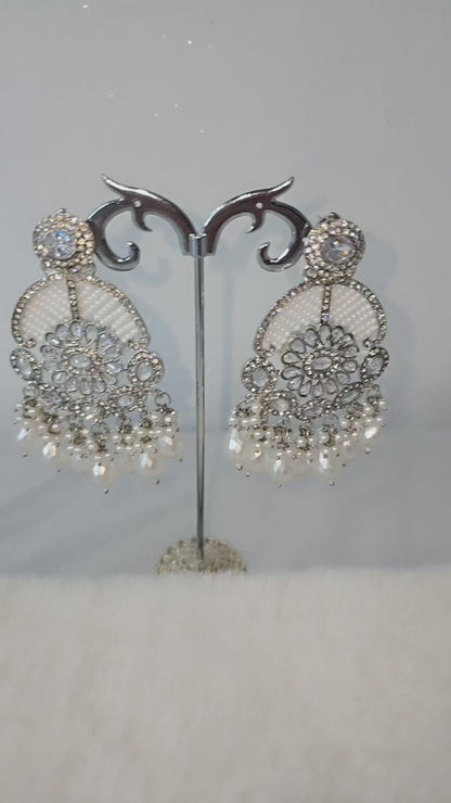 Earrings Sliver crystal dangle AD