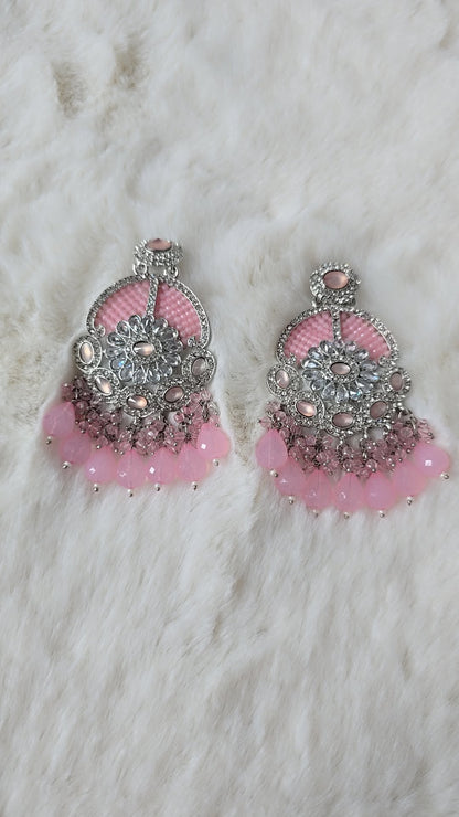 Earrings Sliver crystal dangle AD