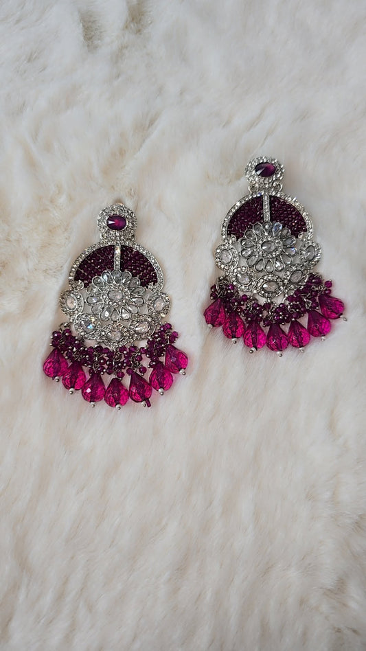 Earrings Sliver crystal dangle AD
