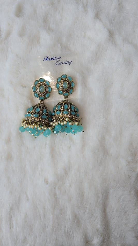 Jhumka Earrings mehndi Gold. Available in 10 colours.