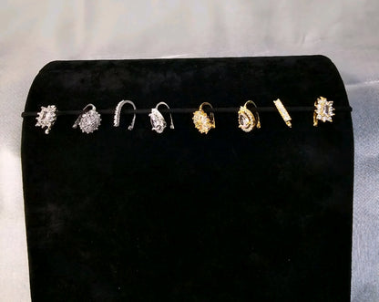 Nath CZ Diamond. Nose Ring White-Gold plated & Gold Plated.