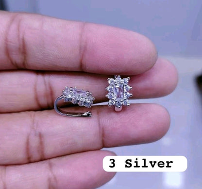 Nath CZ Diamond. Nose Ring White-Gold plated & Gold Plated.