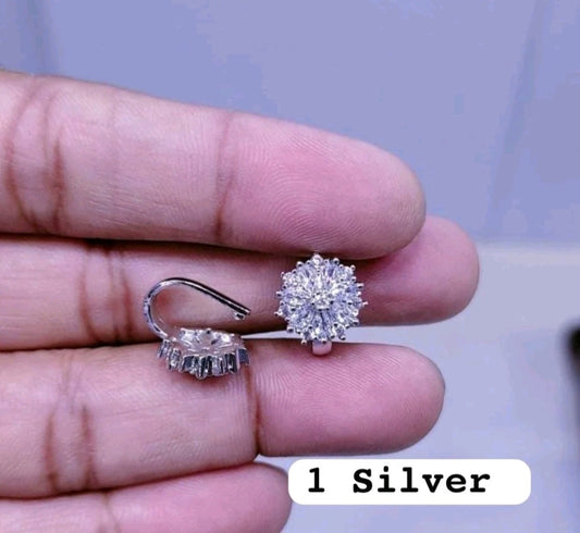 Nath CZ Diamond. Nose Ring White-Gold plated & Gold Plated.