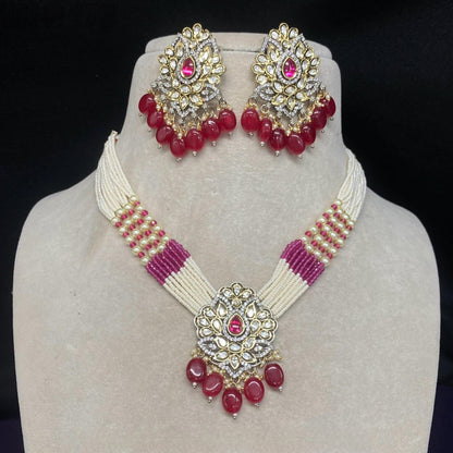 Polki Choker Necklace & Earrings set. Pure Brass