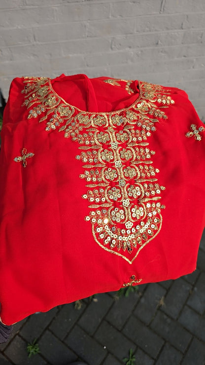 Sharara Palazzo, Kurta & Duppatta. Ruby