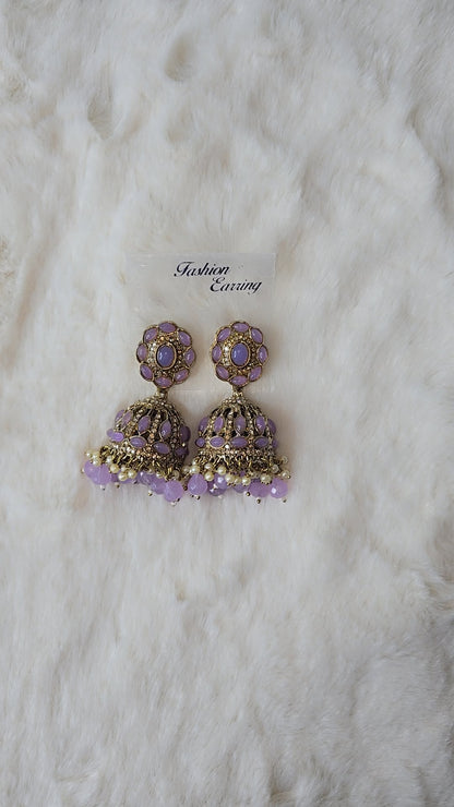 Jhumka Earrings mehndi Gold. Available in 10 colours.