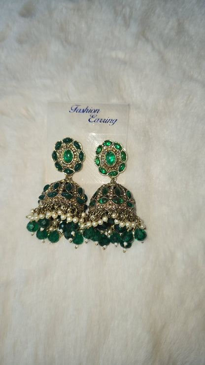 Jhumka Earrings mehndi Gold. Available in 10 colours.